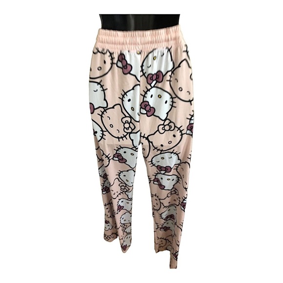 Hello Kitty pink logo drawstring waist cotton loungewear pajama pants size large - Picture 9 of 12